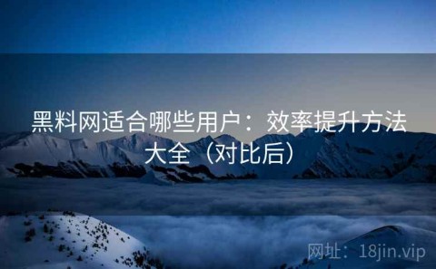 黑料网适合哪些用户：效率提升方法大全（对比后）