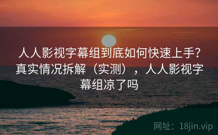 人人影视字幕组到底如何快速上手？真实情况拆解（实测），人人影视字幕组凉了吗