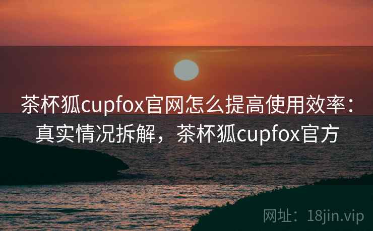 茶杯狐cupfox官网怎么提高使用效率：真实情况拆解，茶杯狐cupfox官方