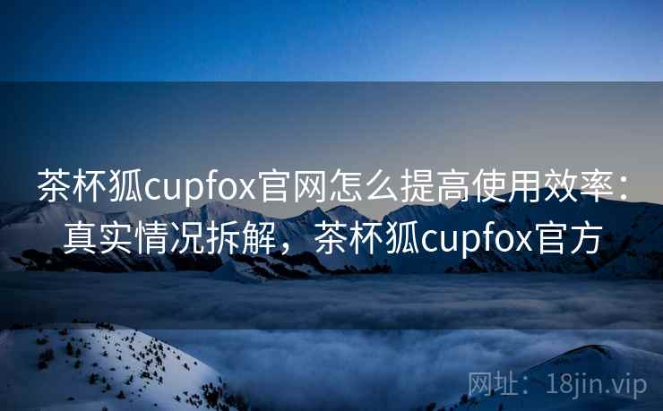 茶杯狐cupfox官网怎么提高使用效率：真实情况拆解，茶杯狐cupfox官方